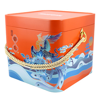 正方形月餅金屬定制鐵盒_立體雕刻鐵罐包裝廠家