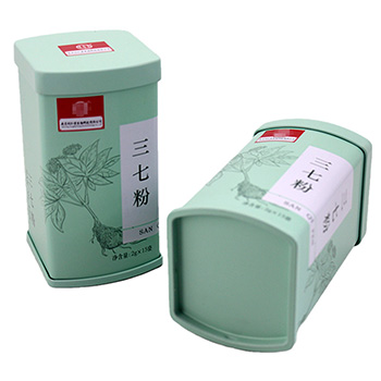 三七粉醫(yī)藥保健品包裝鐵盒_異形靈芝孢子粉定制鐵盒廠家